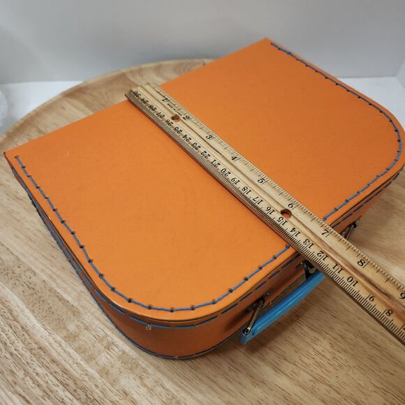 Orange Storage Box with Blue Handle – Lightweight, Decorative, Latch Closure - Picture 11 of 11